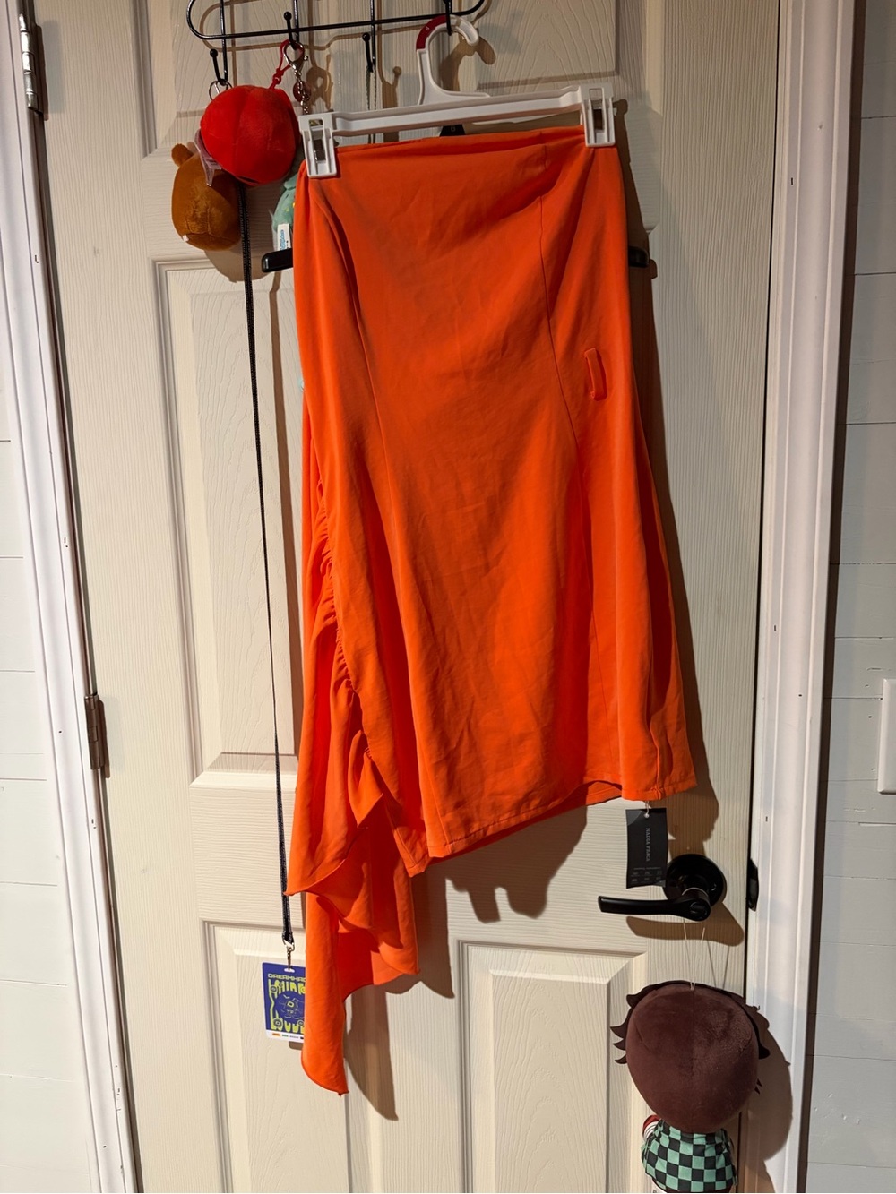 Women's Asymmetric Orange dress - Flowy Draped Style